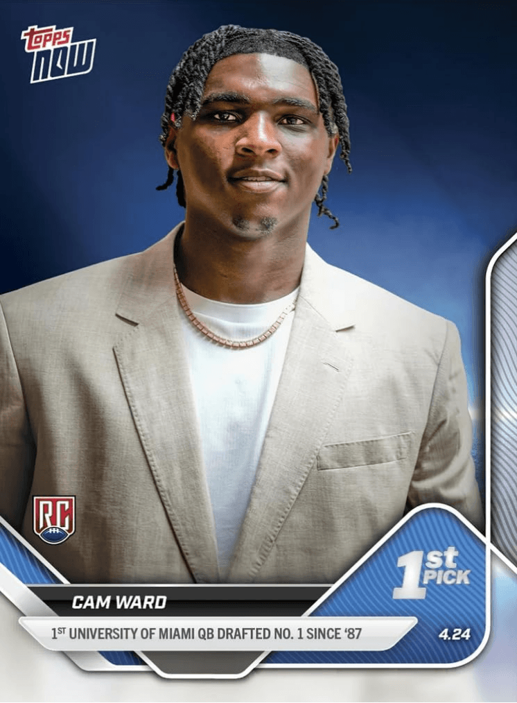 2025 Topps Now NFL Cam Ward #D1 Draft Tennessee Titans Rookie RC Football Card
