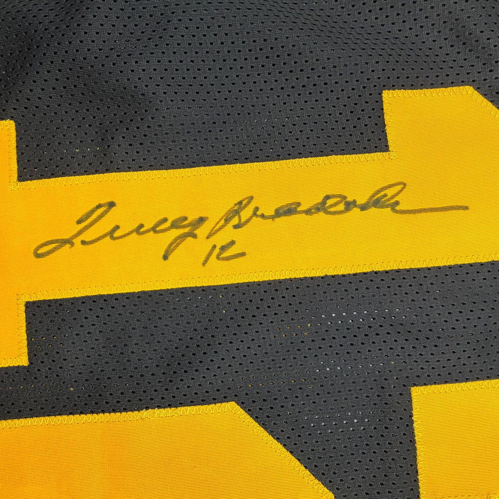 Autographed/Signed Terry Bradshaw Pittsburgh Black Color Rush Football Jersey Beckett BAS COA