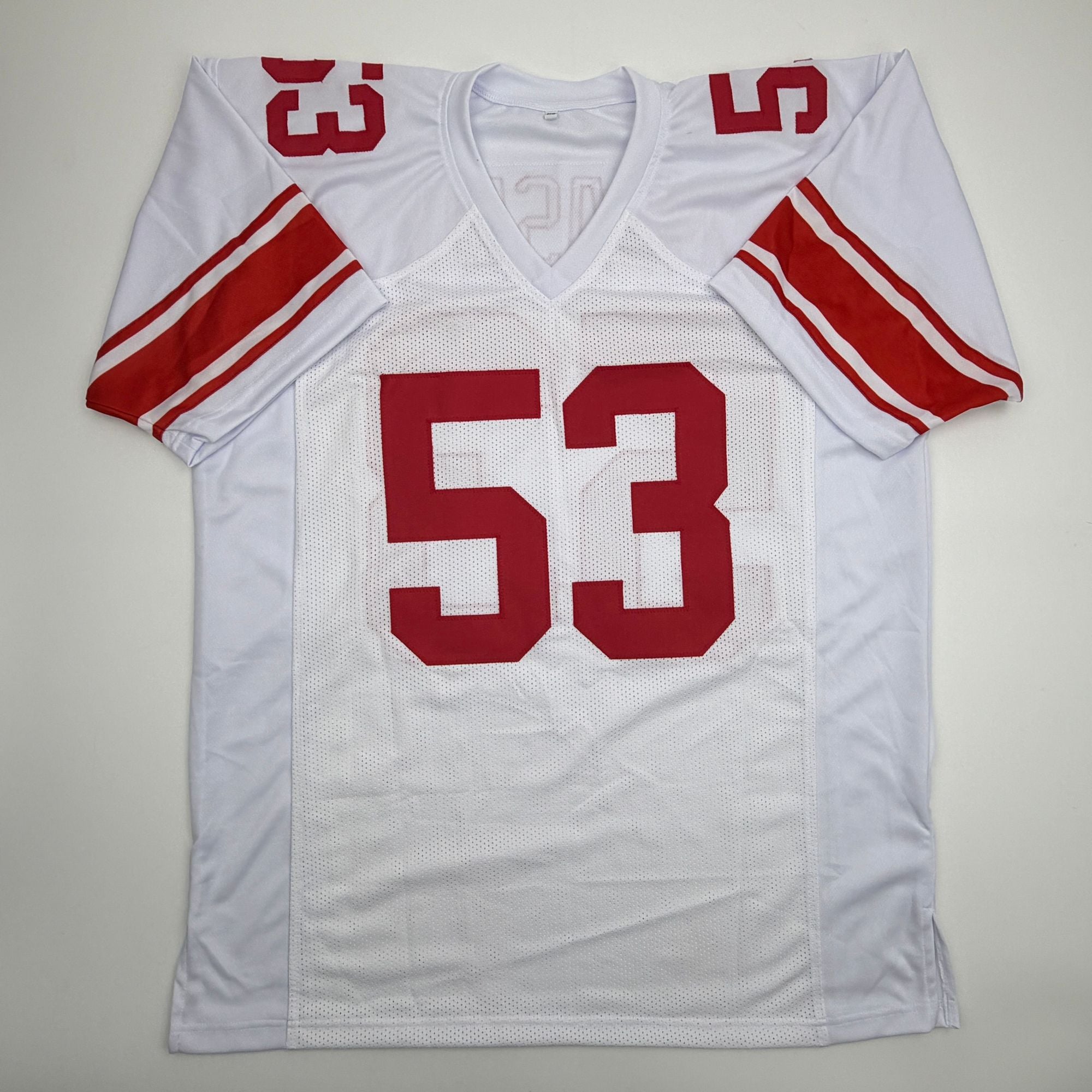 Autographed/Signed Darius Muasau New York White Football Jersey JSA COA