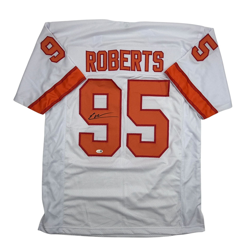 Autographed/Signed Elijah Roberts Tampa Bay Retro White Football Jersey Beckett BAS COA