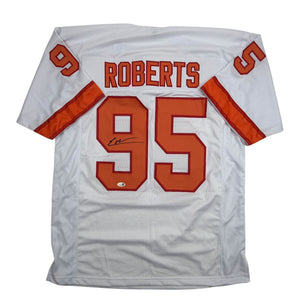 Autographed/Signed Elijah Roberts Tampa Bay Retro White Football Jersey Beckett BAS COA