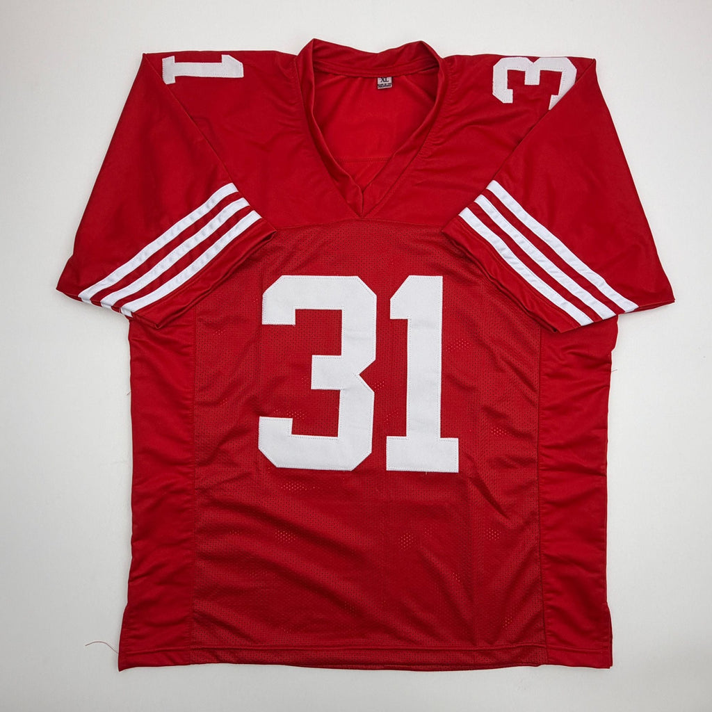 Autographed/Signed Isaac Guerendo San Francisco Red Football Jersey Beckett BAS COA