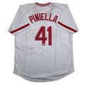 Autographed/Signed Lou Piniella 90 WSC Cincinnati White Baseball Jersey JSA COA