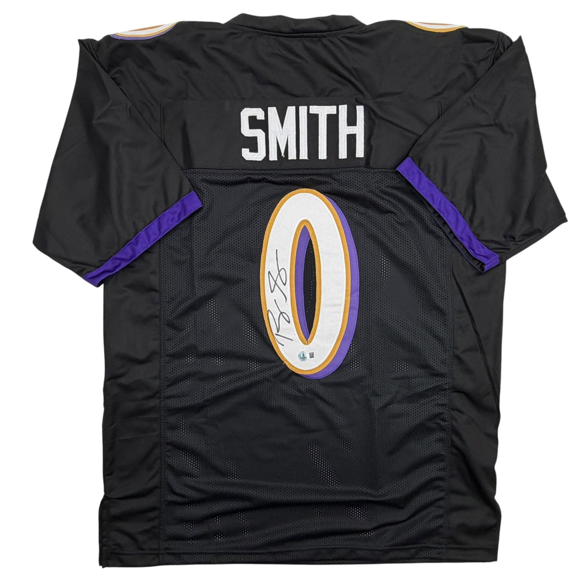 Autographed/Signed Roquan Smith Baltimore Black Football Jersey Beckett BAS COA