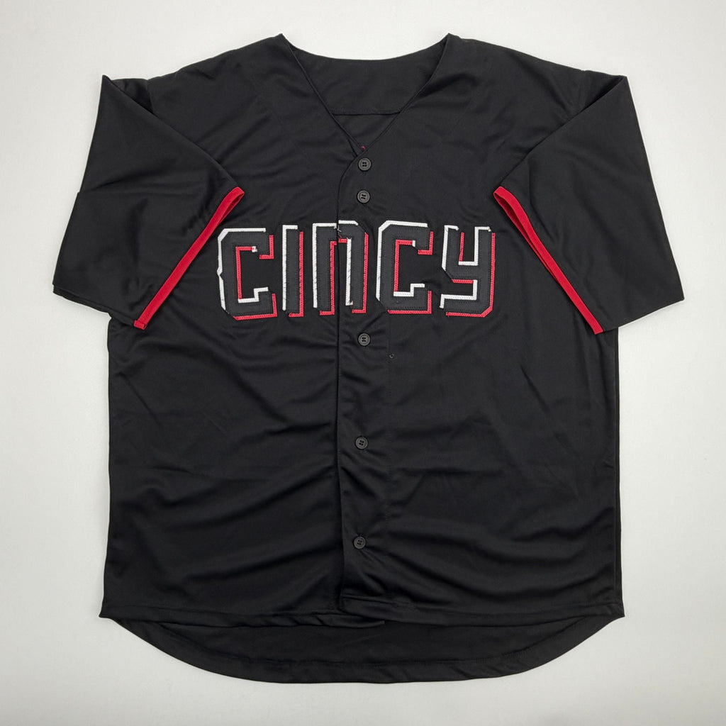 Autographed/Signed TJ Friedl Cincinnati Black City Connect Baseball Jersey Beckett BAS COA
