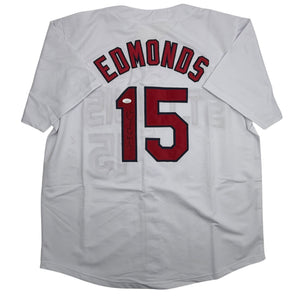 Autographed/Signed Jim Edmonds St. Louis White Baseball Jersey JSA COA