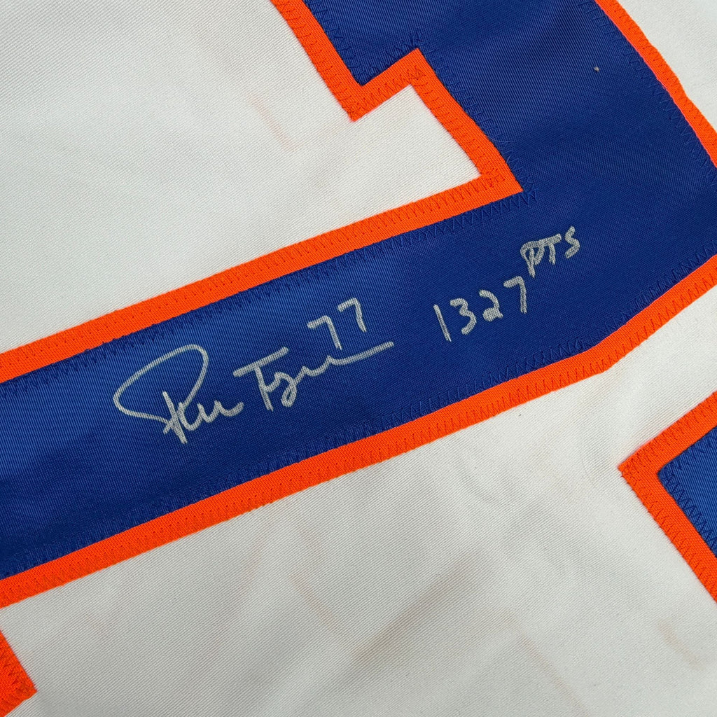 Autographed/Signed Pierre Turgeon New York White Hockey Jersey JSA COA