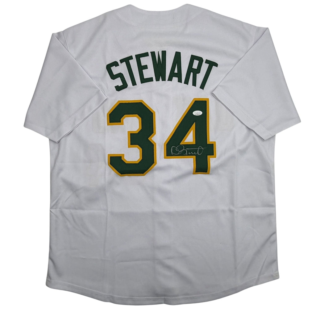 Autographed/Signed Dave Stewart Oakland White Baseball Jersey JSA COA