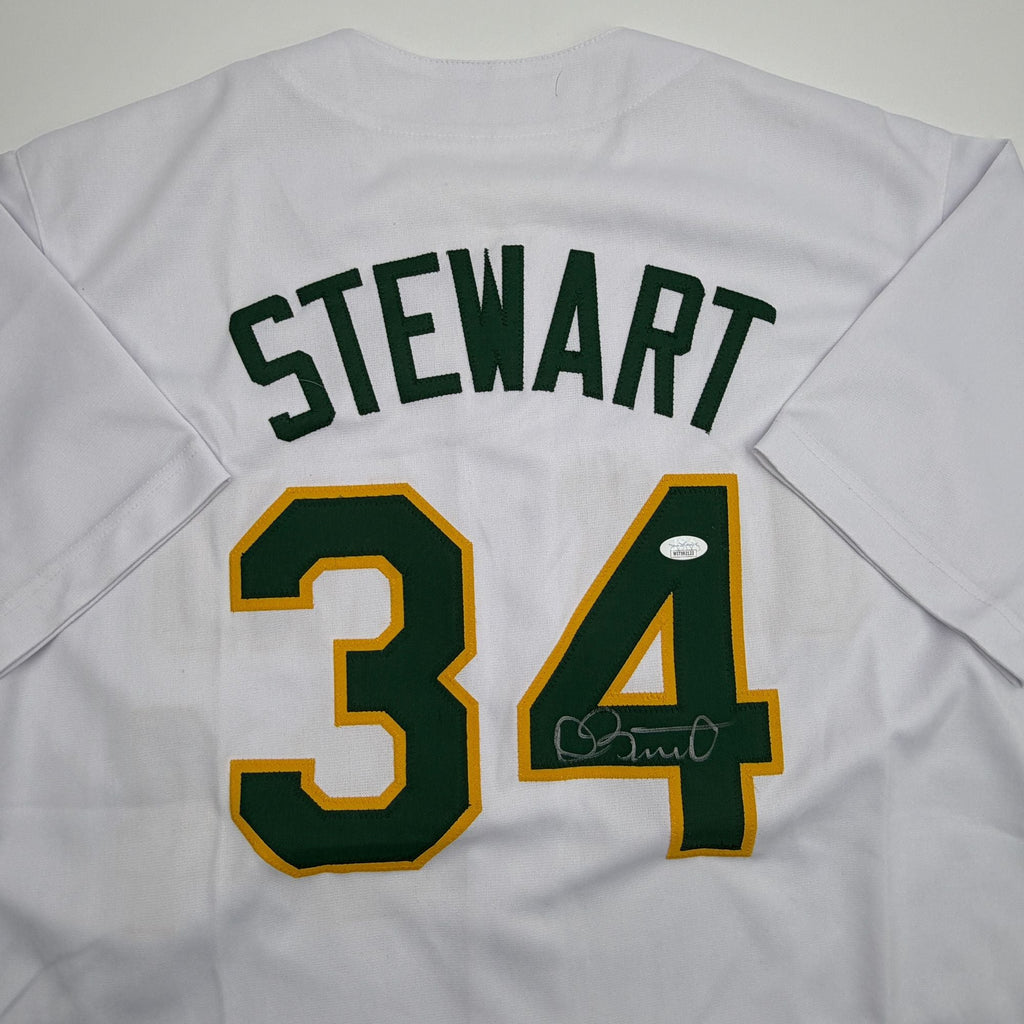 Autographed/Signed Dave Stewart Oakland White Baseball Jersey JSA COA