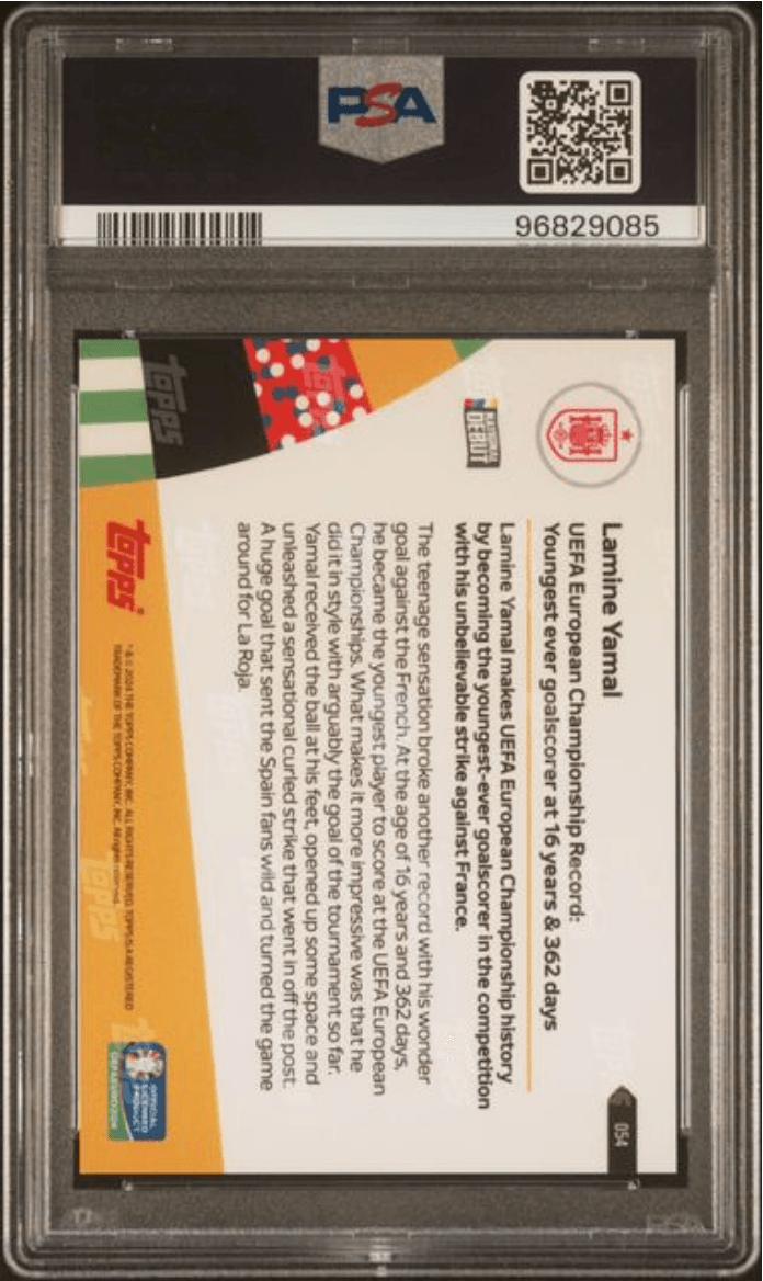 Graded 2024 Topps Now UEFA Euro Lamine Yamal #54 Soccer Card PSA 10 Gem Mint