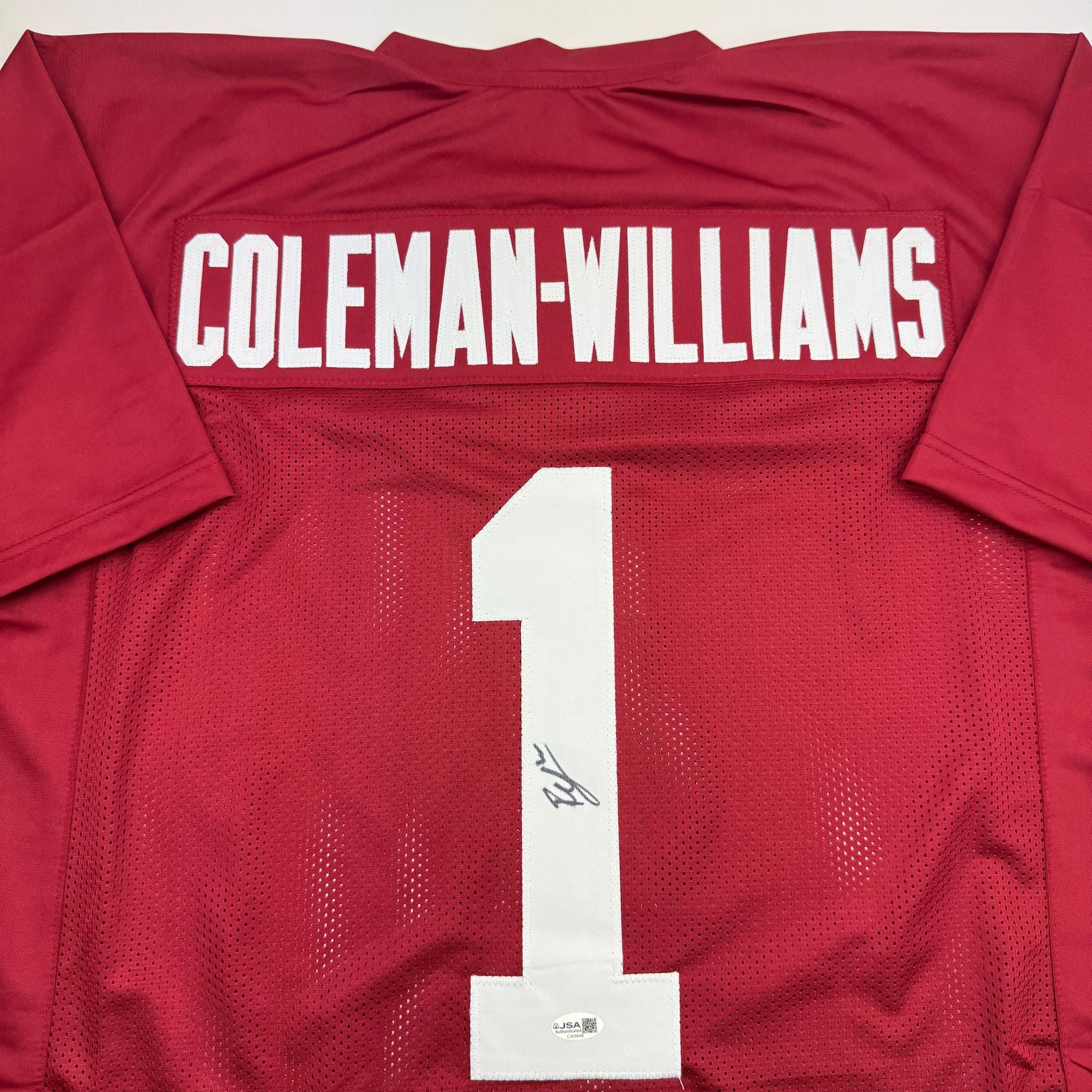 Autographed/Signed Ryan Coleman-Williams Alabama Red College Football Jersey JSA COA
