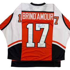 Autographed/Signed Rod Brind'Amour Philadelphia Orange Hockey Jersey Beckett BAS COA