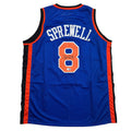 Autographed/Signed Latrell Sprewell New York Blue Basketball Jersey Beckett BAS COA