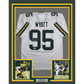 Framed Autographed/Signed Devonte Wyatt 35x39 Green Bay White Football Jersey Beckett BAS COA