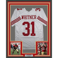 Framed Autographed/Signed Donte Whitner 35x39 San Francisco White Football Jersey Beckett BAS COA
