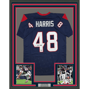 Framed Autographed/Signed Christian Harris 35x39 Houston Blue Football Jersey Beckett BAS COA