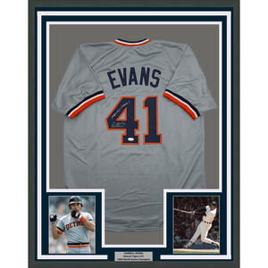 Framed Autographed/Signed Darrell Evans 35x39 1984 WS Champs Detroit Grey Baseball Jersey JSA COA