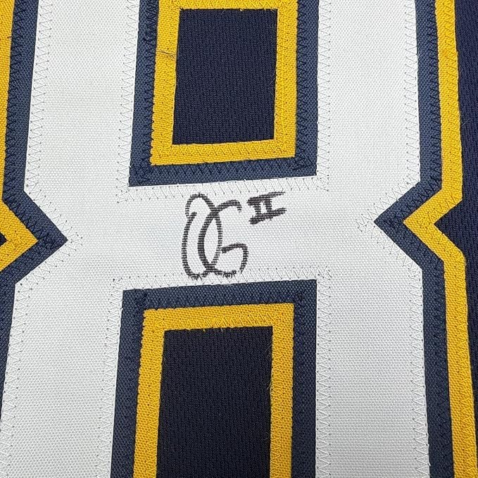 Framed Autographed/Signed Oronde Gadsden 35x39 Los Angeles San Diego Navy Blue Pro Cut Football Jersey Beckett BAS COA