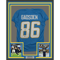 Framed Autographed/Signed Oronde Gadsden 35x39 Los Angeles San Diego Powder Blue Pro Cut Football Jersey Beckett BAS COA