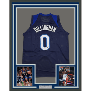Framed Autographed/Signed Rob Dillingham 35x39 Minnesota Blue Basketball Jersey JSA COA