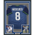 Framed Autographed/Signed Matt Hasselbeck 35x39 Seattle Blue Football Jersey Beckett BAS COA