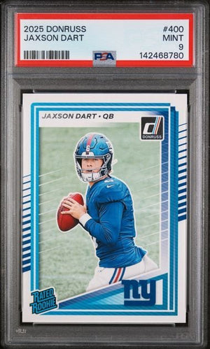 Graded 2025 Donruss Jaxson Dart #400 Rookie RC Football Card PSA 9 Mint