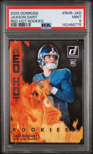 Graded 2025 Panini Donruss Jaxson Dart #RHRJXD Red Hot Rookies Rookie RC Football Card PSA 9 Mint