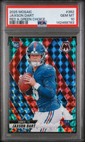Graded 2025 Panini Mosaic Jaxson Dart #362 Red & Green Choice Rookie RC Football Card PSA 10 Gem Mint