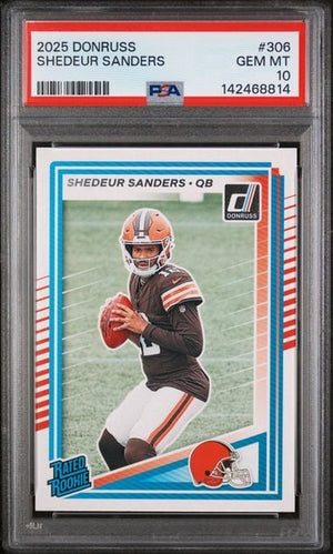 Graded 2025 Panini Donruss Shedeur Sanders #306 Rookie RC Football Card PSA 10 Gem Mint
