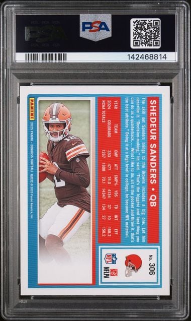 Graded 2025 Panini Donruss Shedeur Sanders #306 Rookie RC Football Card PSA 10 Gem Mint
