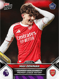 2025 Topps Now Max Dowman #156 Youngest Goalscorer in Premier League History Arsenal Rookie RC Soccer Card