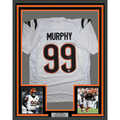 Framed Autographed/Signed Myles Murphy 35x39 Cincinnati White Football Jersey JSA COA