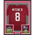 Framed Autographed/Signed John Metchie III 35x39 Alabama Red College Football Jersey JSA COA