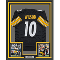 Framed Autographed/Signed Roman Wilson 35x39 Pittsburgh Black Football Jersey Beckett BAS COA