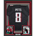 Framed Autographed/Signed Kyle Pitts 35x39 Atlanta Black Football Jersey Beckett BAS COA
