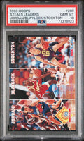 Graded 1993 NBA Hoops Michael Jordan #289 Steals Leaders Stockton Blaylock Basketball Card PSA 10 Gem Mint