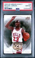Graded 2009 UD Upper Deck Michael Jordan #28 Legacy Gold 1988 DPOY Basketball Card PSA 10 Gem Mint