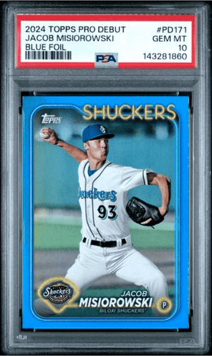 Graded 2024 Topps Pro Debut Jacob Misiorowski #PD171 Blue Foil /150 Rookie RC Baseball Card PSA 10 Gem Mint