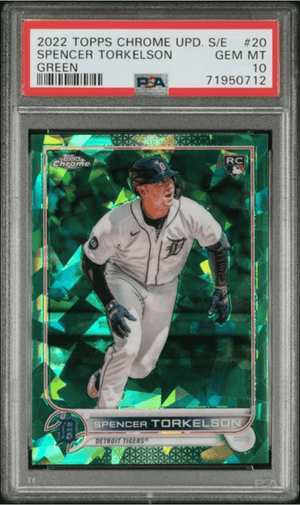 Graded 2022 Topps Chrome Update Sapphire Edition Spencer Torkelson #20 Green /75 Rookie RC Baseball Card PSA 10 Gem Mint