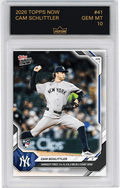 Graded 2026 Topps Now Cam Schlittler #41 Yankees First: 15+ K, 0 R, 0 BB in 2 Start Span New York Yankees Rookie RC Baseball Card HOFSM 10 Gem Mint