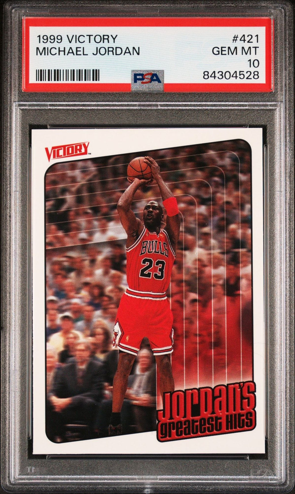 Graded 1999 UD Upper Deck Victory Michael Jordan #421 Greatest Hits Basketball Card PSA 10 Gem Mint