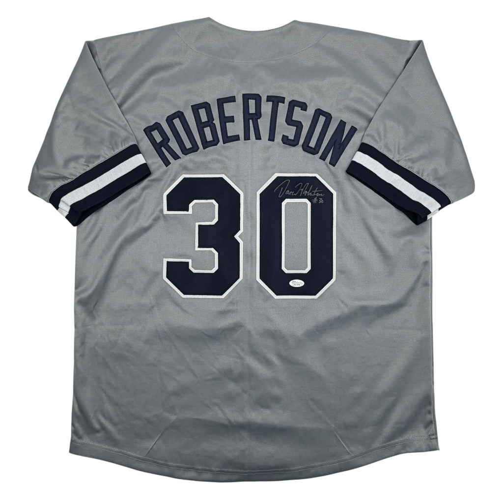 Autographed/Signed David Robertson New York Grey Baseball Jersey JSA COA