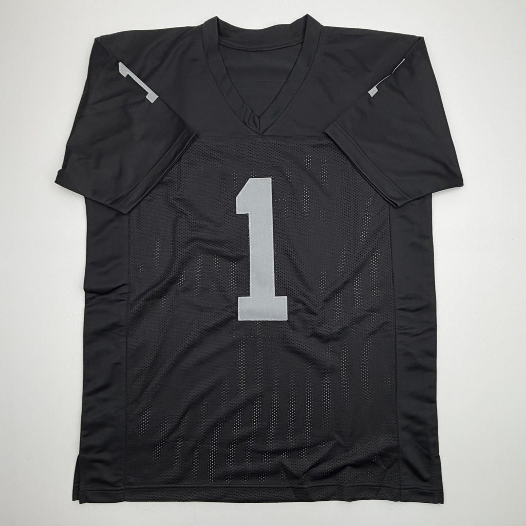 Autographed/Signed Tre Tucker Oakland Las Vegas Black Football Jersey Beckett BAS COA