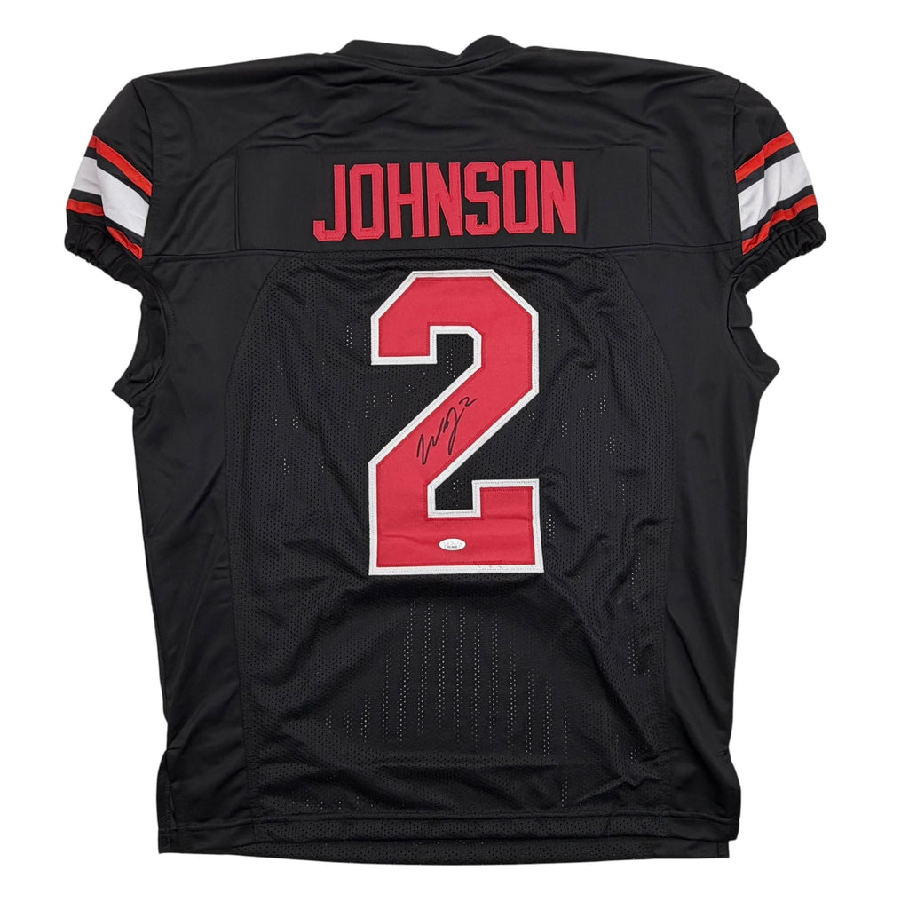 Autographed/Signed Will Johnson Arizona Black Pro Cut Football Jersey Beckett BAS COA