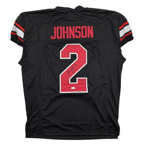 Autographed/Signed Will Johnson Arizona Black Pro Cut Football Jersey Beckett BAS COA