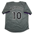 Autographed/Signed Ronny Mauricio New York Grey Pinstripe City Connect Baseball Jersey Beckett BAS COA