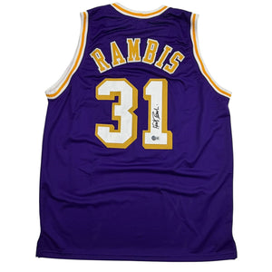 Autographed/Signed Kurt Rambis Los Angeles Purple Basketball Jersey Beckett BAS COA