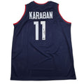 Autographed/Signed Alex Karaban UConn Connecticut Blue College Basketball Jersey Beckett BAS COA