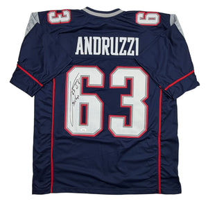 Autographed/Signed Joe Andruzzi New England Navy Blue Football Jersey JSA COA