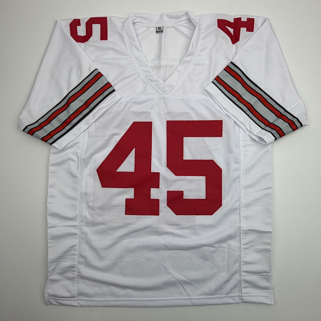 Autographed/Signed Archie Griffin HT 1974/1975 Ohio State White College Football Jersey Beckett BAS COA